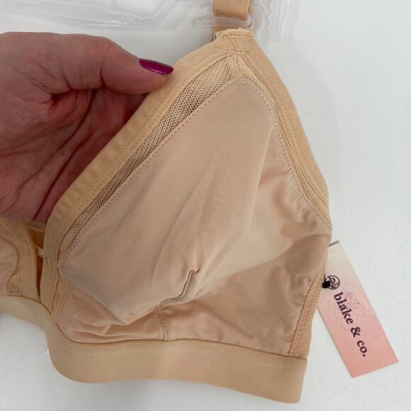 Blake & Co. Bralette Size 1X Beige Unlined Wire Free Mesh Insert Comfort - Picture 3 of 9